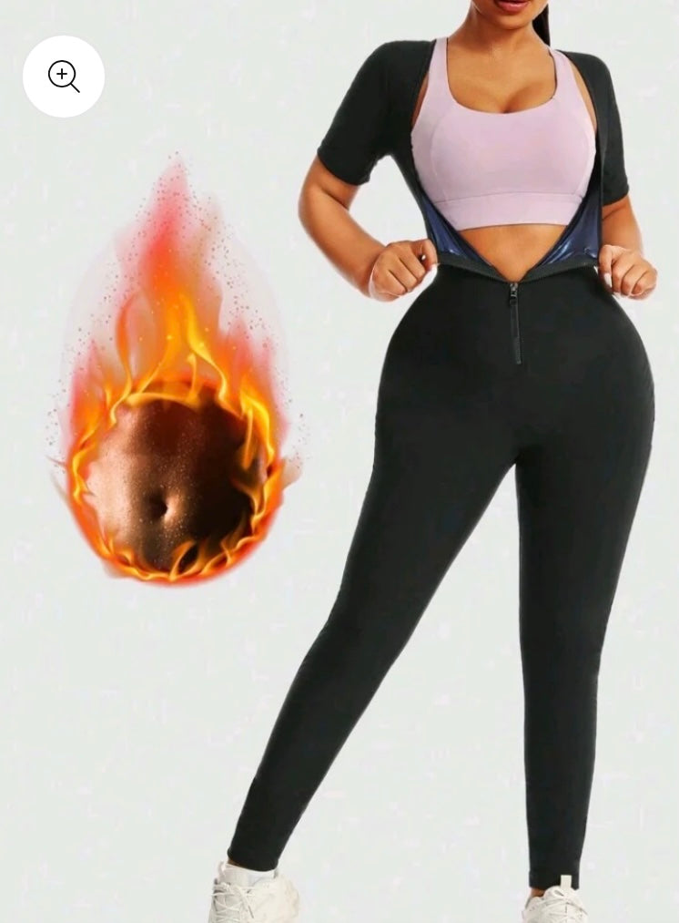 Zip Front Heavy Sweating Jumpsuit